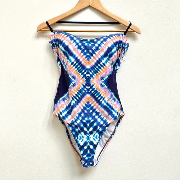 Trina Turk Moonlight Tie Dye Bandeau One Piece Strappy Swimsuit, Size 8 - Picture 5 of 15